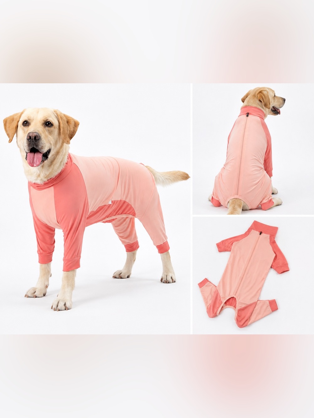 Large Dog Recovery Suit Pink/Coral Full Body Surgical Onesie Post Surgery L